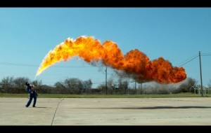 Slow motion flamethrower with 50ft flames