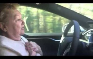 Mother gets hysterical letting Tesla self drive