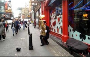 Flame blowing tuba in London 
