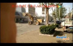 2 bulldozers having a street fight
