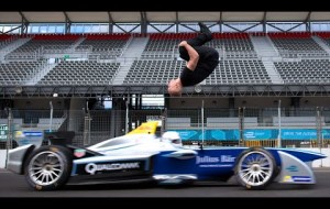 Blind Backflip Over Speeding Formula E Car